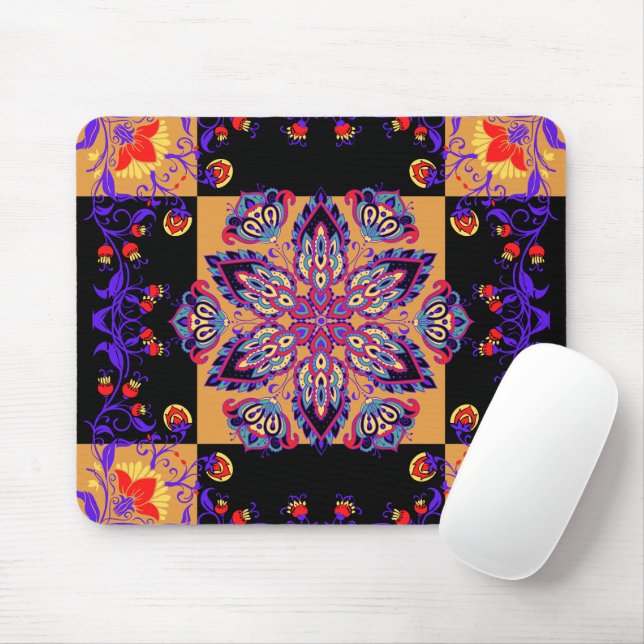 Blumenkunst, Violettart Mehndi Mousepad (Mit Mouse)
