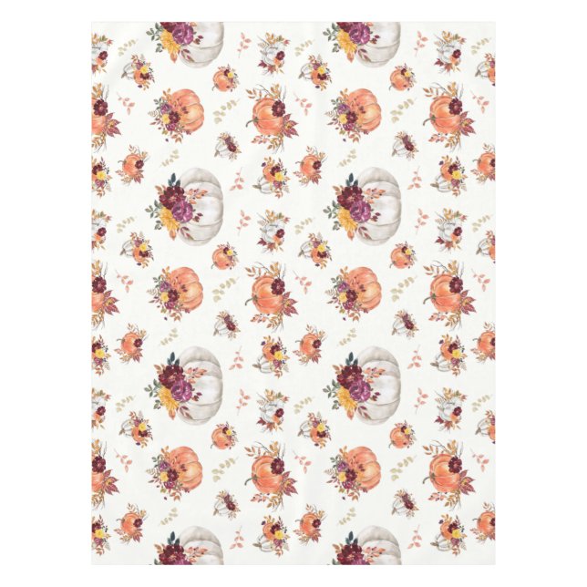 Blumenkürbis und Blätter drucken Tischdecke (Vorderseite)