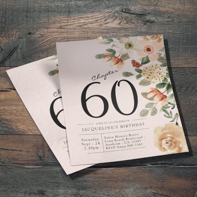 Blumenladen 60. Geburtstag Einladung Flyer (Budget floral 60th birthday invitations. Unique and personalized with your details.)