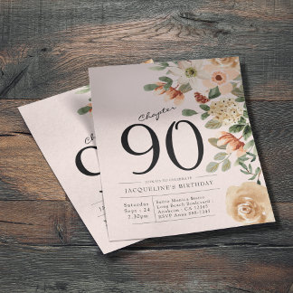 Blumenladen 90. Geburtstag Einladung Flyer
