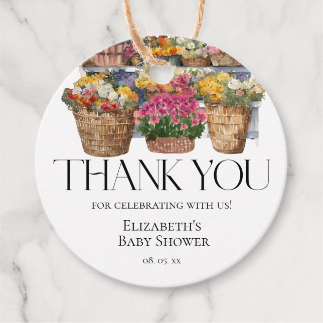 Blumenladen auf dem heimischen Markt Girl Baby Sho Geschenkanhänger (Vorderseite)