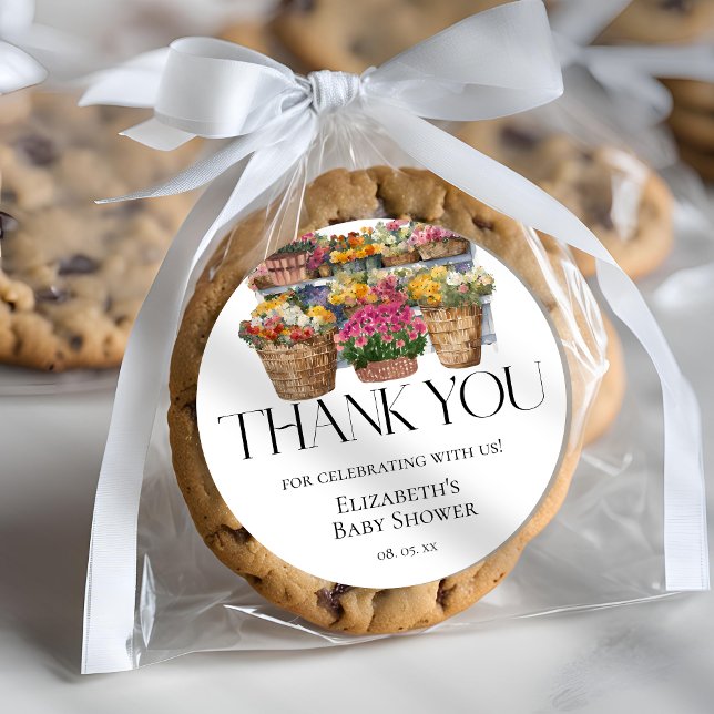 Blumenladen auf dem heimischen Markt Girl Baby Sho Runder Aufkleber (Von Creator hochgeladen)