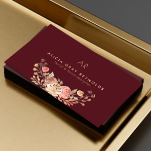 Blumenladen elegante burgunderrote Blumen Florist Visitenkarte