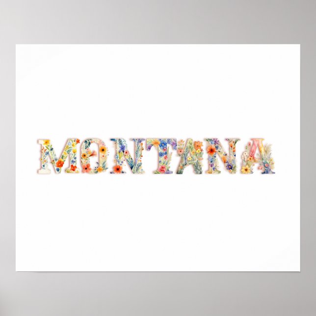 Blumenladen Schriftart Staat Art Print (Montana) Poster (Vorne)