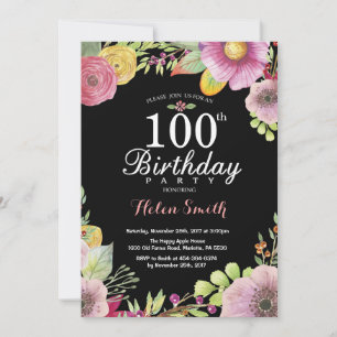 Blumenladen zum 100. Geburtstag Einladung