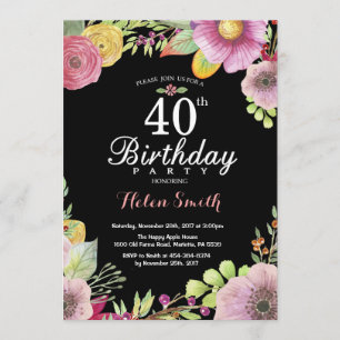 Blumenladen zum 40. Geburtstag Einladung