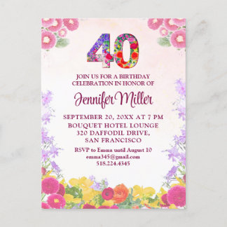 Blumenladen zum 40. Geburtstag, elegant 40 Jahre Postkarte