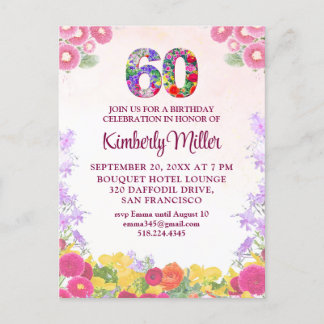 Blumenladen zum 60. Geburtstag, elegant 60 Jahre Postkarte