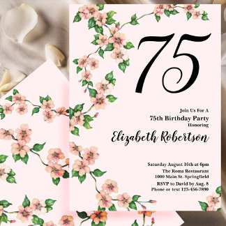 Blumenladen zum 75. Geburtstag in Rosa Einladung