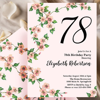 Blumenladen zum 78. Geburtstag in Rosa Einladung
