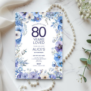 Blumenladen zum 80. Geburtstag, Blauen und Lila Bl Einladung