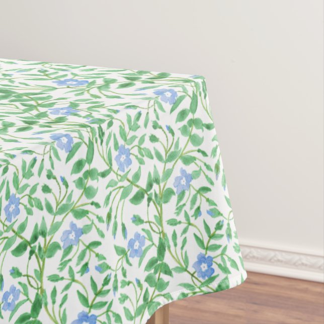 Blumenländliches blaues Periwinkelmuster Tischdecke (Beispiel)