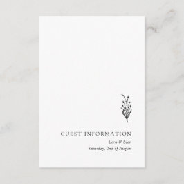 Blumenlavender Moderne Minimalistisch Schwarz/Weiß Begleitkarte