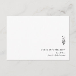 Blumenlavender Moderne Minimalistisch Schwarz/Weiß Begleitkarte