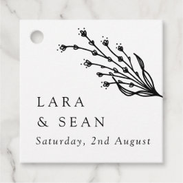 Blumenlavender Moderne Minimalistisch Schwarz/Weiß Geschenkanhänger