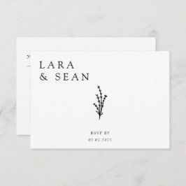 Blumenlavender Moderne Minimalistisch Schwarz/Weiß RSVP Karte
