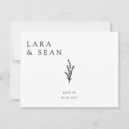 Blumenlavender Moderne Minimalistisch Schwarz/Weiß RSVP Karte