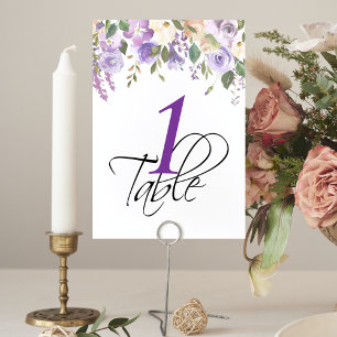 Blumenlavender Wedding Table Number Tischnummer