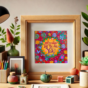 Blumenleben ist hartes Zitat Inspiration Poster