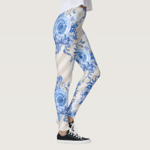 Blumenlegende für Frauen entwerfen blaue Blumen Leggings