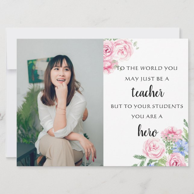 Blumenlehrer Foto-Wertschätzung von Schülern Karte (Vorderseite)