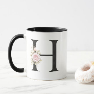 Blumenletter H Monogramm | Elegantes Anfangsbuchst Tasse
