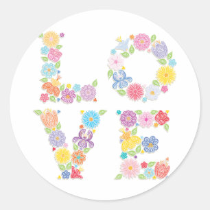 Blumenliebe Runder Aufkleber
