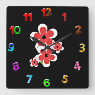 Blumenliebhaber Quadratische Wanduhr