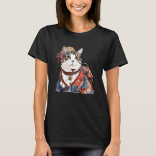 Blumenliebhaber Vintage Kätzchen Japanische Kunst  T-Shirt