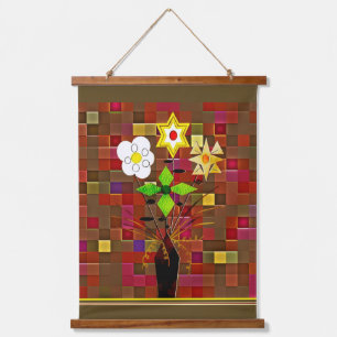 "Blumenlieferung" Holzbeschichteter Wandteppich Mit Holzrahmen