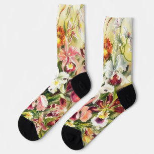 Blumenlilien-Blumen im Vintage-Stil Kunstsocken Socken