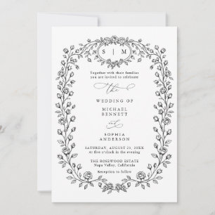 Blumenlinie-Kunst-Hochzeitseinladung Einladung