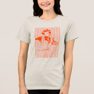 Blumenlinie Kunst minimalistisch mit orangefarbene Tri-Blend Shirt