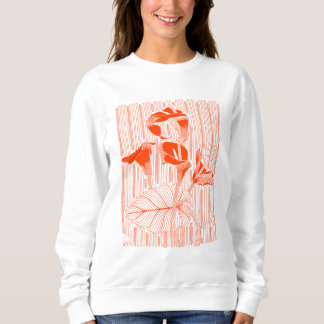 Blumenlinie minimalistisch mit orangefarbenen Pfla Sweatshirt