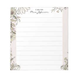 Blumenlinien Reines Lehrernotizbuch Notizblock