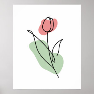 Blumenliniengrafik Poster
