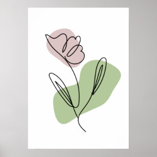 Blumenliniengrafik Poster