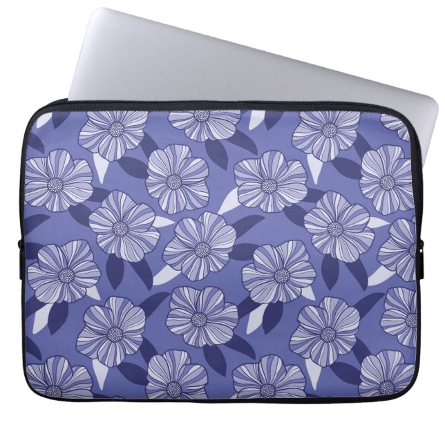 Blumenlinienkunst Laptopschutzhülle (Vorderseite)