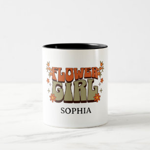 Blumenmädchen – Boho Retro Floral Zweifarbige Tasse