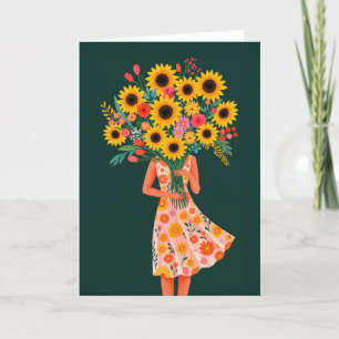 Blumenmädchen farbenfroh dankeskarte