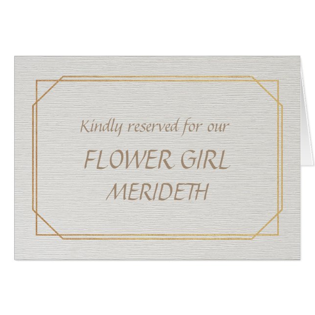 Blumenmädchen Gold- und Weiß-Platzkarten (Vorderseite (Horizontal))