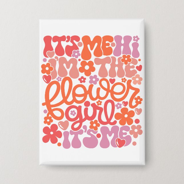 Blumenmädchen Hochzeit Niedliche Trendy Bridal Ges Button (Vorderseite)