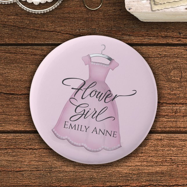 Blumenmädchen Hübsche Hochzeit Süß Personalisiert Button (Von Creator hochgeladen)