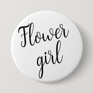 Blumenmädchen-Knopf – Schwarzes Schrift-Design Button