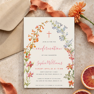 Blumenmädchen Konfirmation Wildblumen Wasserfarbe Einladung