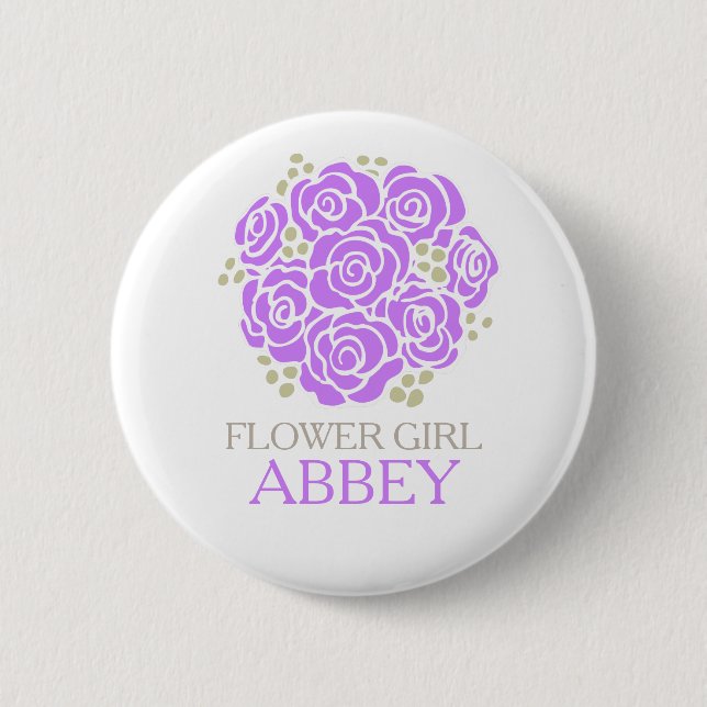Blumenmädchen lila Posy nannte Button (Vorderseite)