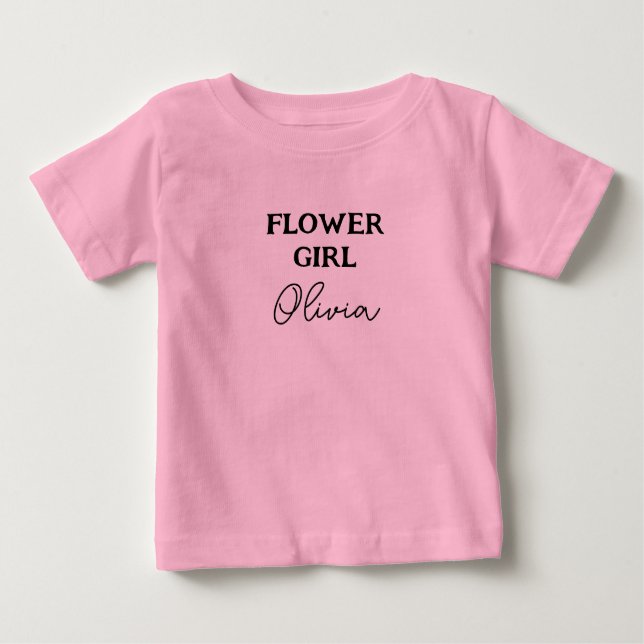 Blumenmädchen Personalisiert rosa Baby T-shirt (Vorderseite)