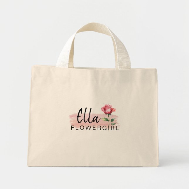 Blumenmädchen Pink Rose Tote Beutel - Wertvoller K Mini Stoffbeutel (Vorne)