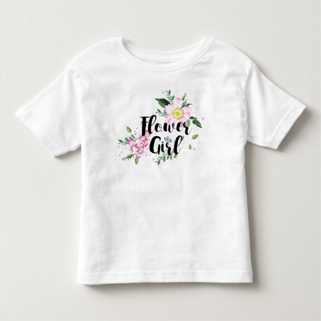 Blumenmädchen Rosa Blumenwasser Hochzeit Kleinkind T-shirt (Vorderseite)