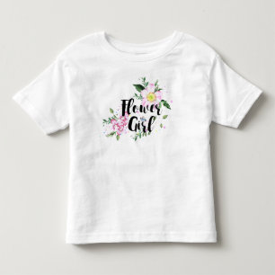 Blumenmädchen Rosa Florale Wasserfarbe Hochzeit Kleinkind T-shirt